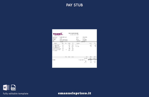 modello di busta paga per gioielli Tomei Signature in stile verificato